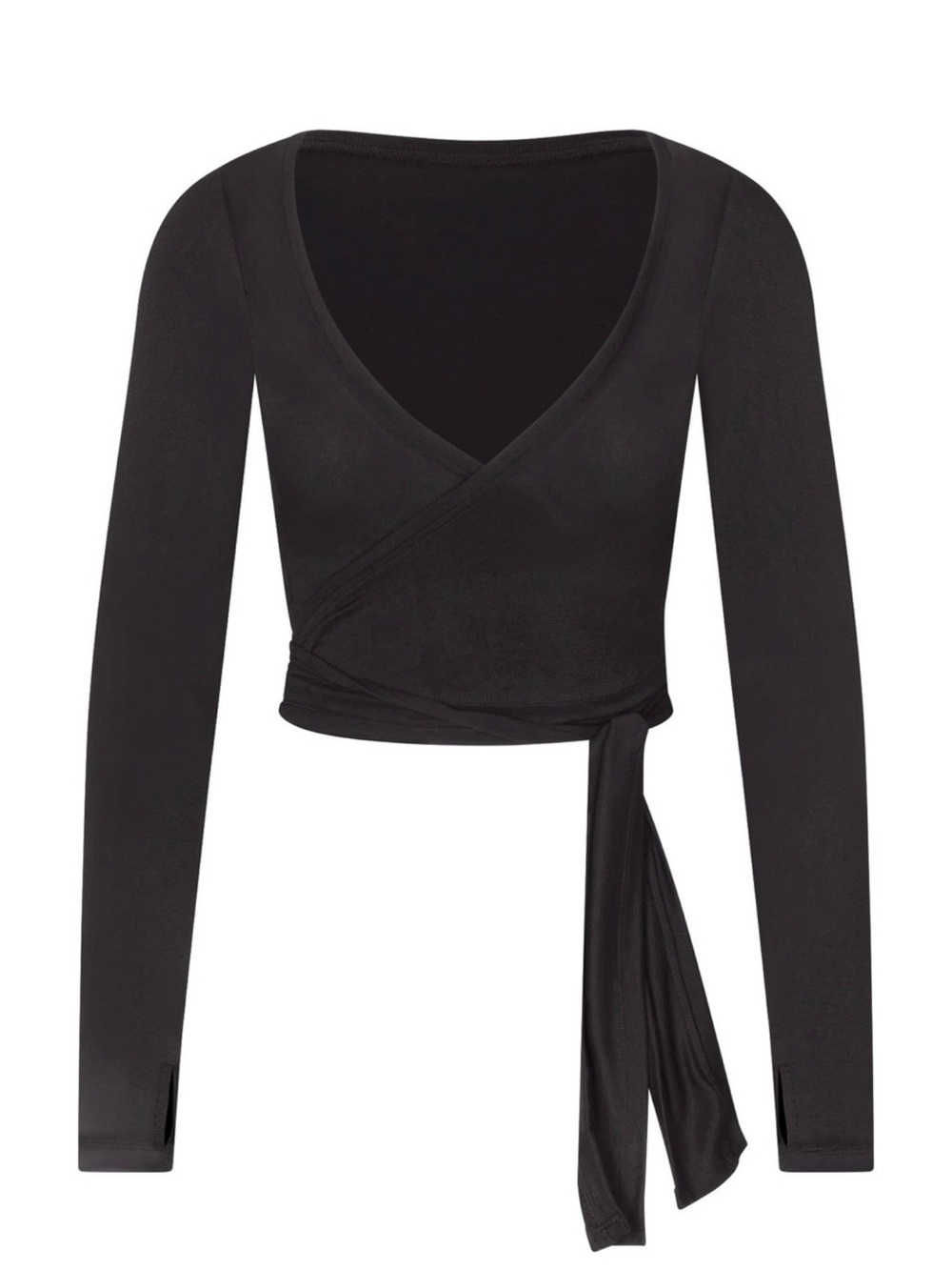 NikeSKIMS Obsidian Long Sleeve Wrap Crop Top